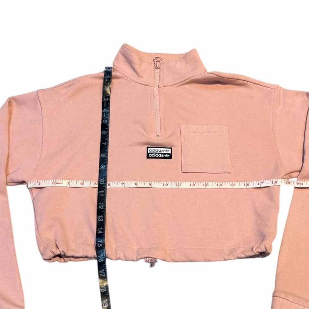 ADIDAS ORIGINALS Women’s Vocal Crop Half-Zip Sweatshirt Pink XS Trefoil Pullover - Picture 6 of 6